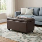34" Chocolate And Dark Brown Tufted Ottoman With Storage