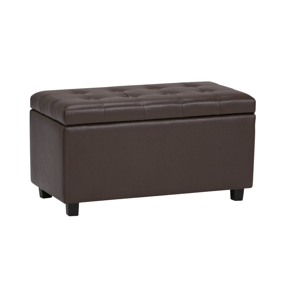 34" Chocolate And Dark Brown Tufted Ottoman With Storage