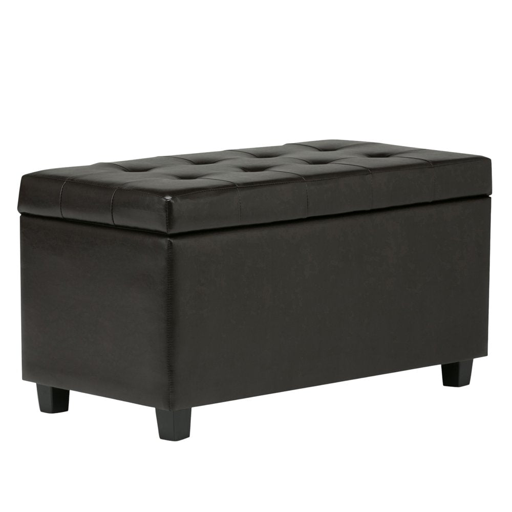 34" Brown And Dark Brown Tufted Ottoman With Storage
