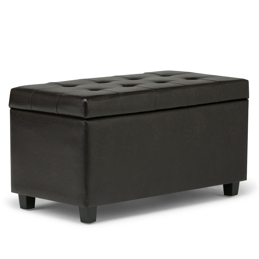 34" Brown And Dark Brown Tufted Ottoman With Storage