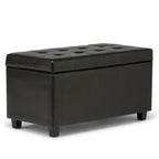 34" Brown And Dark Brown Tufted Ottoman With Storage