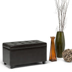 34" Brown And Dark Brown Tufted Ottoman With Storage