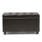34" Brown And Dark Brown Tufted Ottoman With Storage