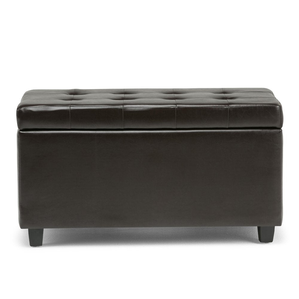 34" Brown And Dark Brown Tufted Ottoman With Storage
