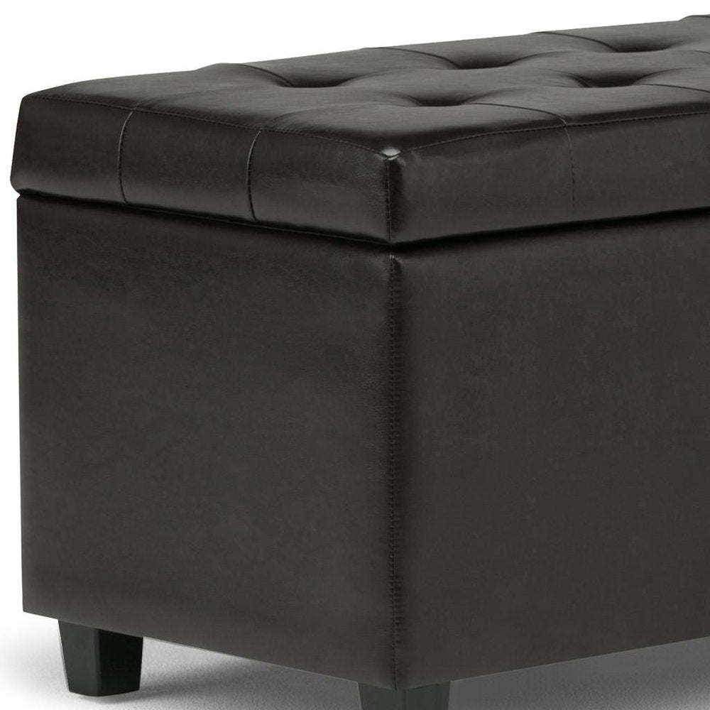 34" Brown And Dark Brown Tufted Ottoman With Storage