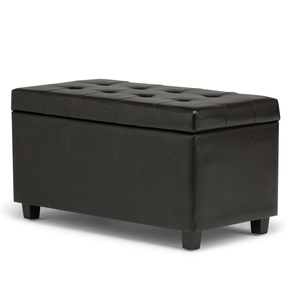 34" Brown And Dark Brown Tufted Ottoman With Storage