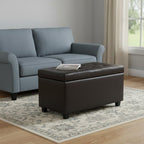 34" Brown And Dark Brown Tufted Ottoman With Storage