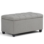 33" Cream and Espresso Tufted Faux Leather and Solid Wood Upholstered Storage Bench With Flip Top