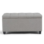 33" Cream and Espresso Tufted Faux Leather and Solid Wood Upholstered Storage Bench With Flip Top