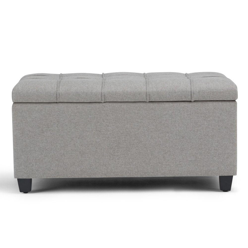 33" Cream and Espresso Tufted Faux Leather and Solid Wood Upholstered Storage Bench With Flip Top