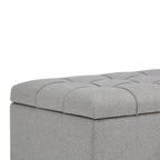 33" Cream and Espresso Tufted Faux Leather and Solid Wood Upholstered Storage Bench With Flip Top