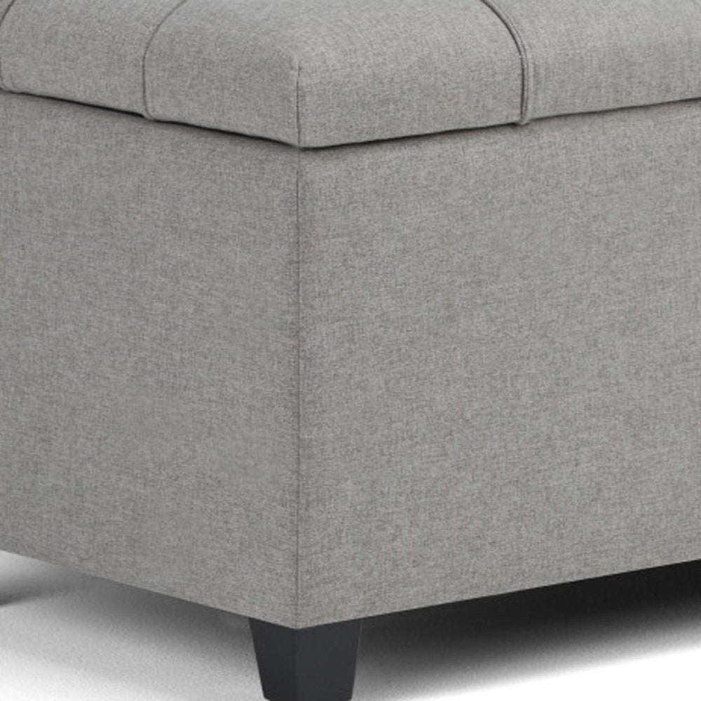 33" Cream and Espresso Tufted Faux Leather and Solid Wood Upholstered Storage Bench With Flip Top
