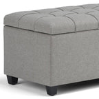 33" Cream and Espresso Tufted Faux Leather and Solid Wood Upholstered Storage Bench With Flip Top