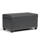 33" Brown and Espresso Faux Leather and Solid Wood Upholstered Storage Bench With Flip Top