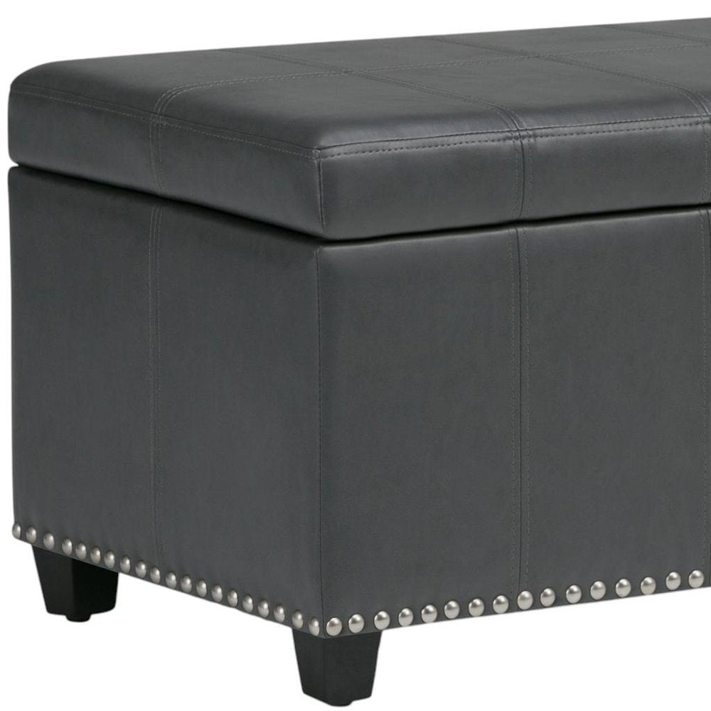 33" Brown and Espresso Faux Leather and Solid Wood Upholstered Storage Bench With Flip Top