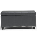 33" Brown and Espresso Faux Leather and Solid Wood Upholstered Storage Bench With Flip Top