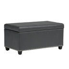 33" Brown and Espresso Faux Leather and Solid Wood Upholstered Storage Bench With Flip Top