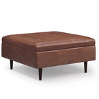 38" Brown Tufted Ottoman With Storage