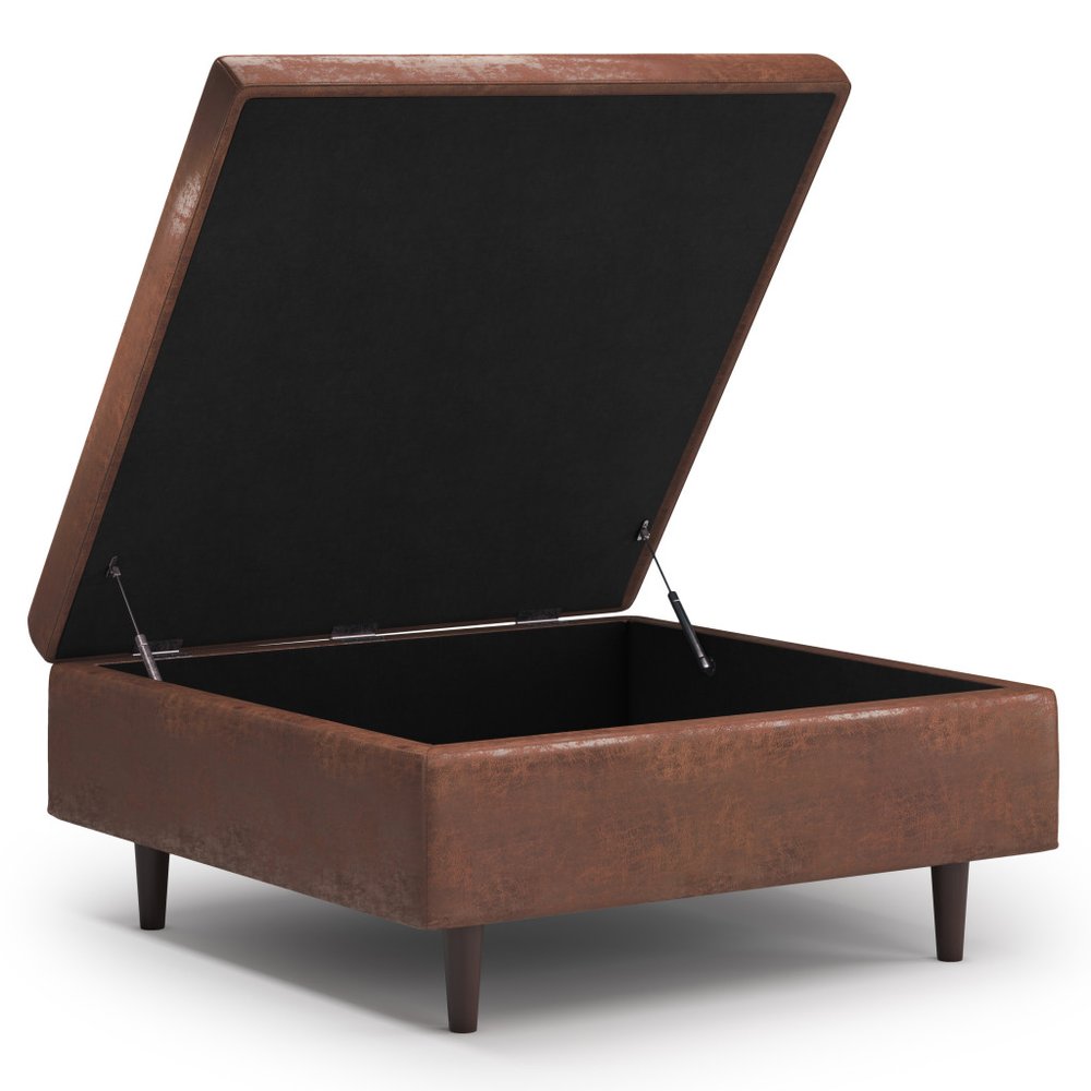 38" Brown Tufted Ottoman With Storage