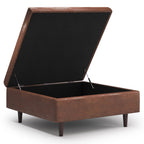 38" Brown Tufted Ottoman With Storage