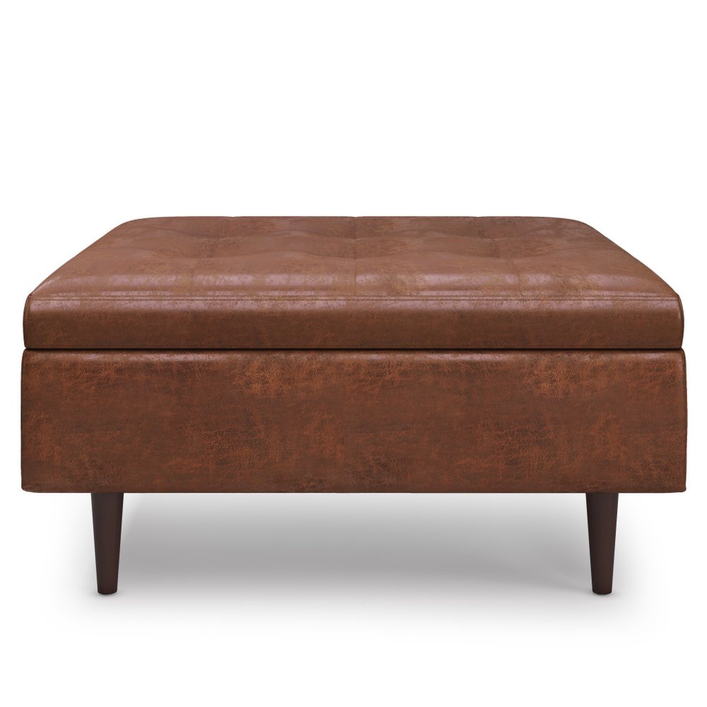 38" Brown Tufted Ottoman With Storage