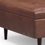 38" Brown Tufted Ottoman With Storage