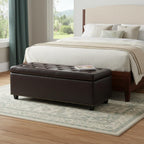 48" Coffee And Dark Brown Tufted Ottoman With Storage