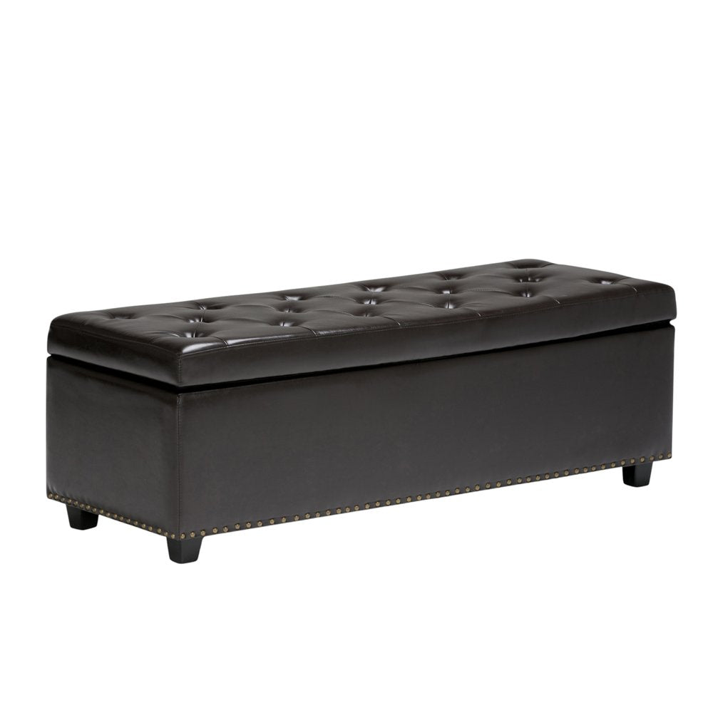 48" Coffee And Dark Brown Tufted Ottoman With Storage