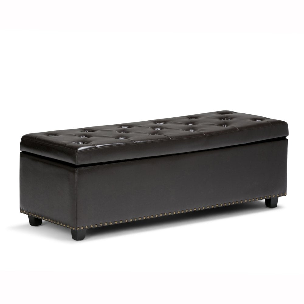 48" Coffee And Dark Brown Tufted Ottoman With Storage