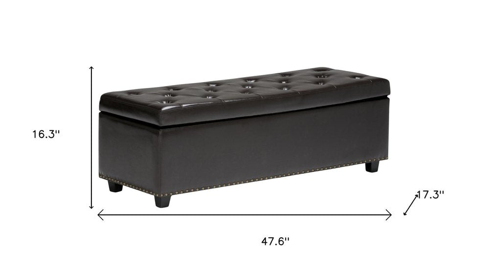 48" Coffee And Dark Brown Tufted Ottoman With Storage