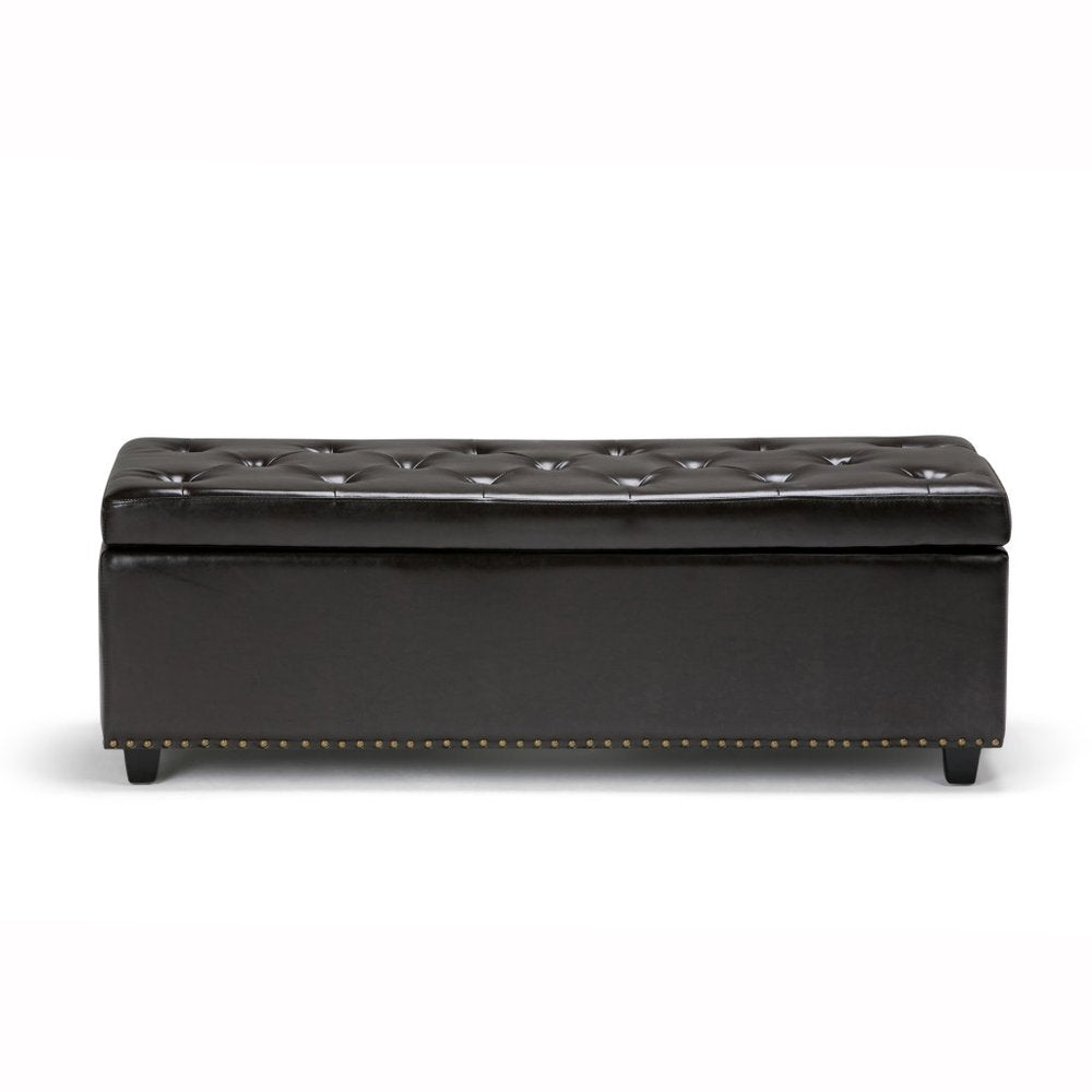 48" Coffee And Dark Brown Tufted Ottoman With Storage