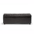 48" Coffee And Dark Brown Tufted Ottoman With Storage