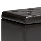 48" Coffee And Dark Brown Tufted Ottoman With Storage