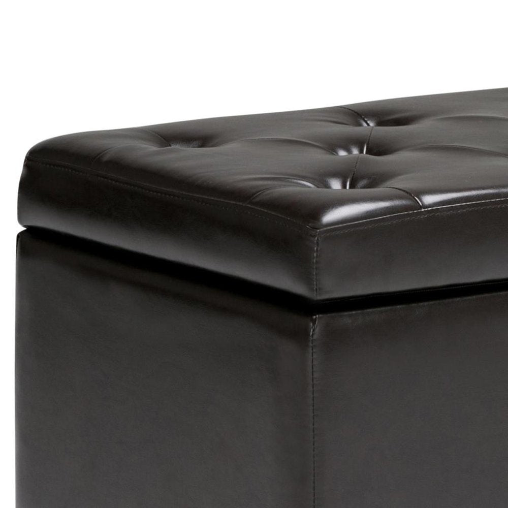 48" Coffee And Dark Brown Tufted Ottoman With Storage