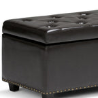 48" Coffee And Dark Brown Tufted Ottoman With Storage