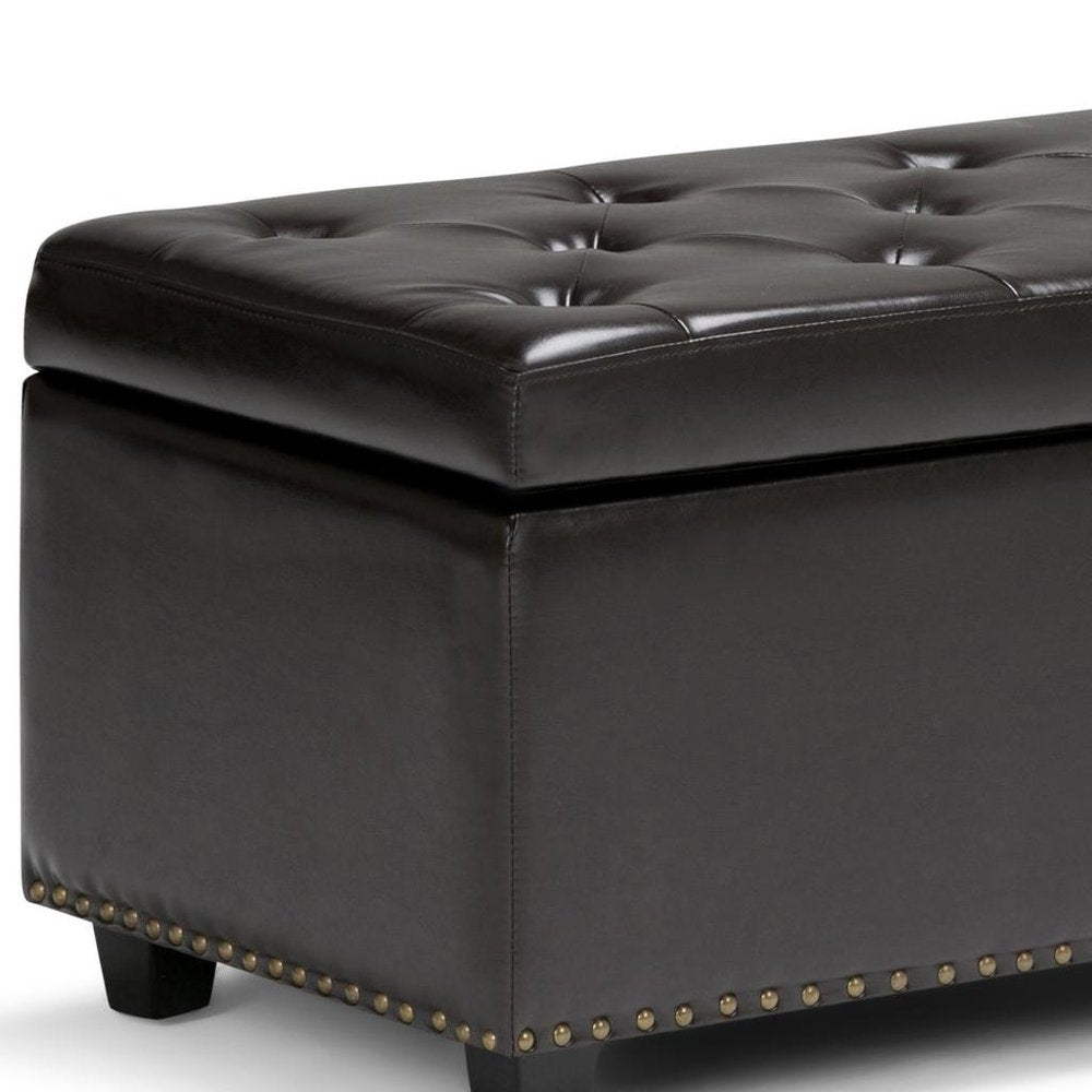 48" Coffee And Dark Brown Tufted Ottoman With Storage