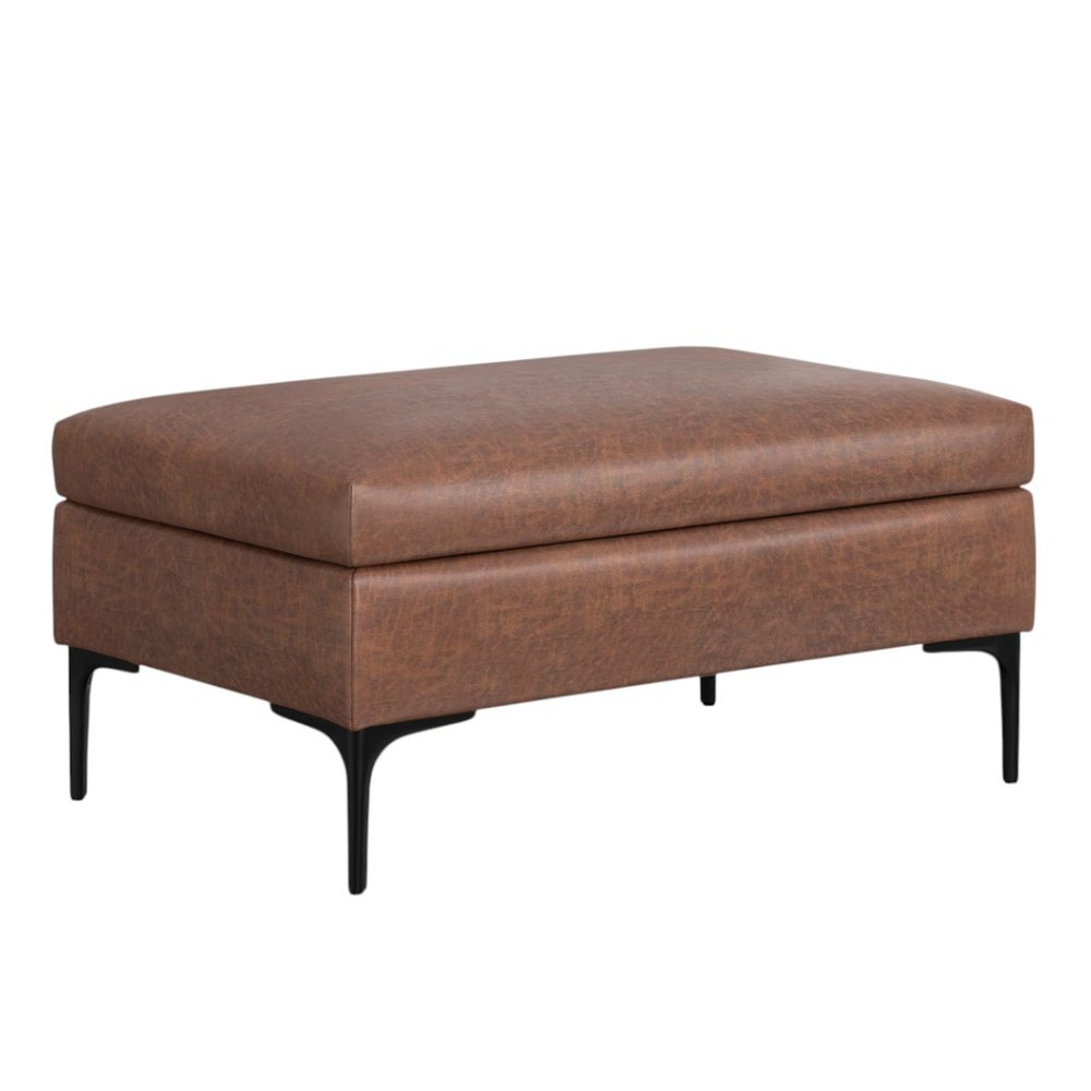 36" Brown And Black Ottoman With Storage