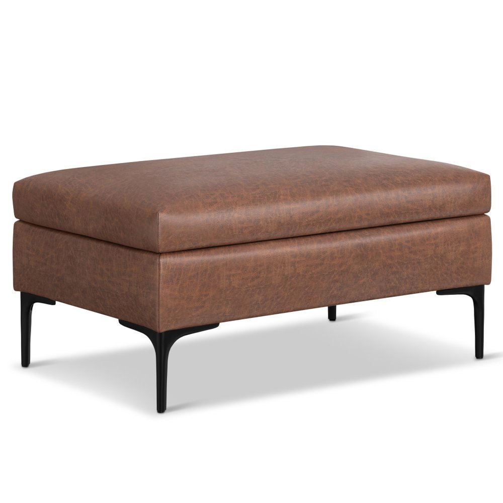 36" Brown And Black Ottoman With Storage
