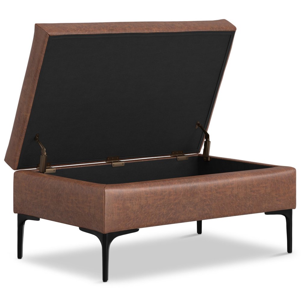 36" Brown And Black Ottoman With Storage