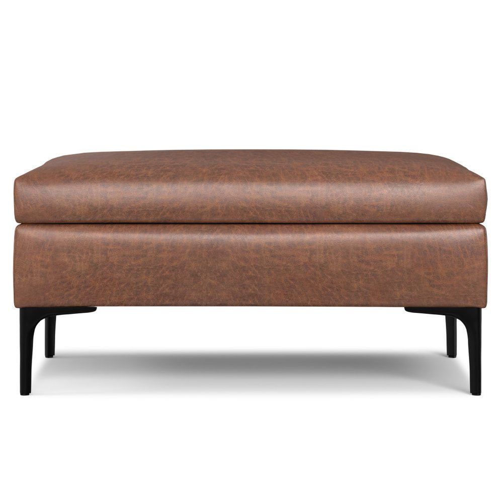 36" Brown And Black Ottoman With Storage