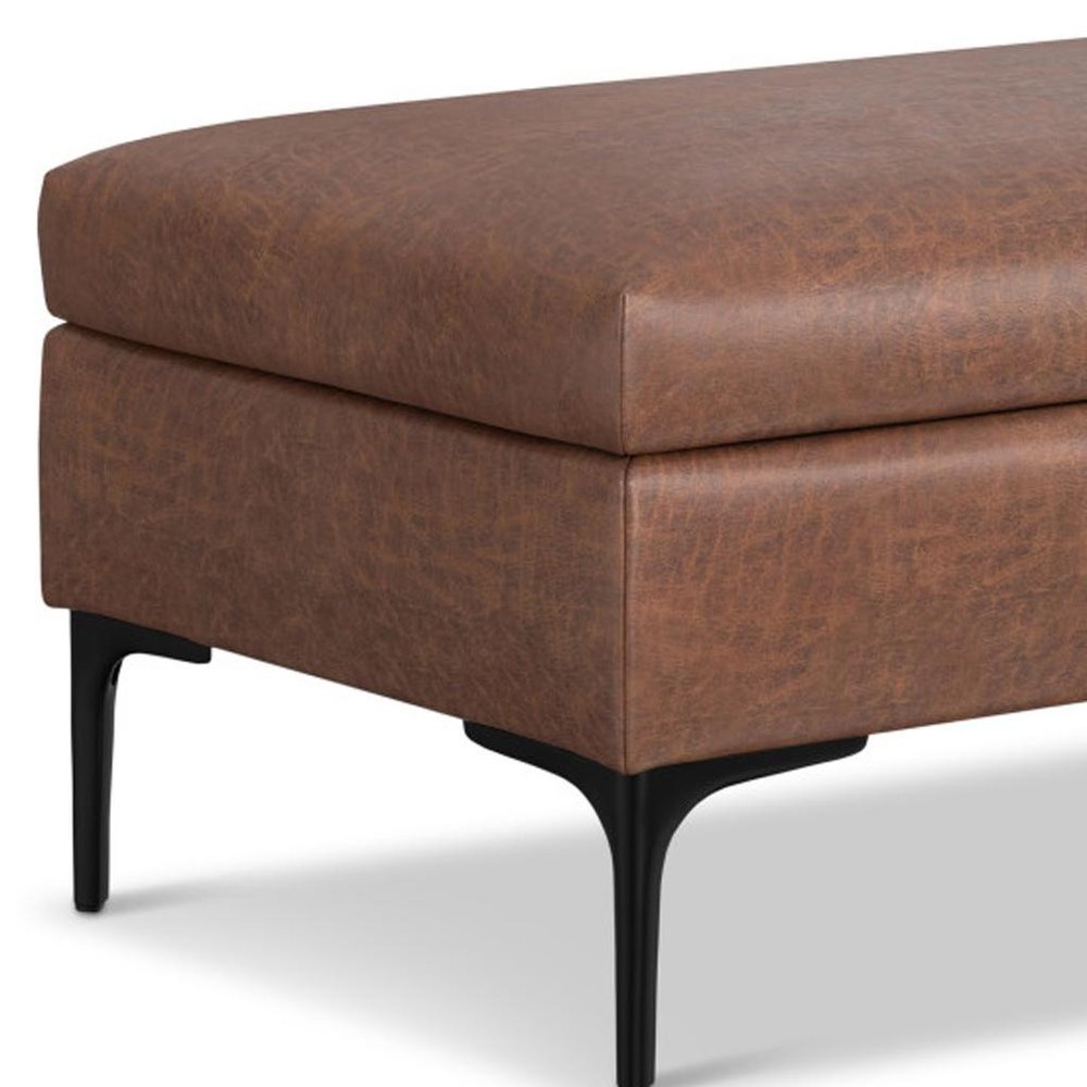 36" Brown And Black Ottoman With Storage