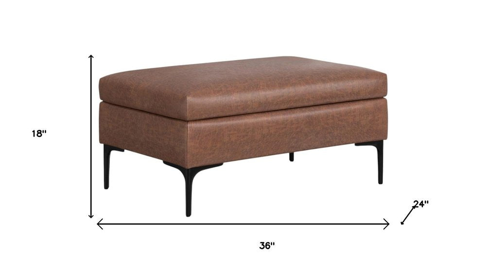 36" Brown And Black Ottoman With Storage