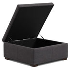 36" Brown And Walnut Ottoman With Storage