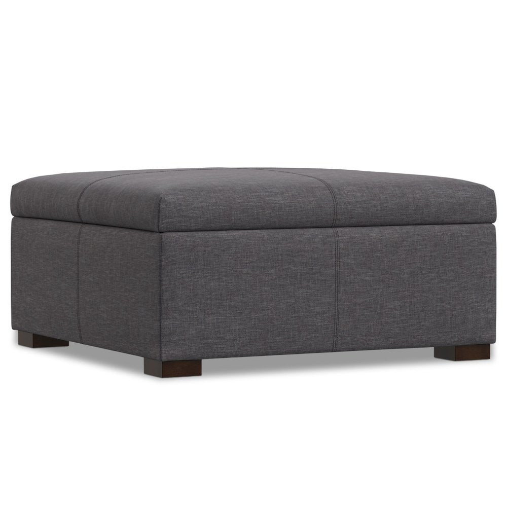 36" Brown And Walnut Ottoman With Storage