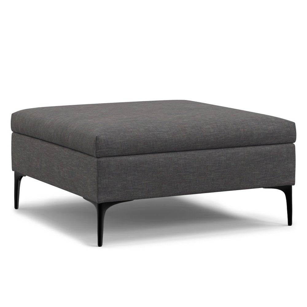 36" Cloud And Black Ottoman With Storage