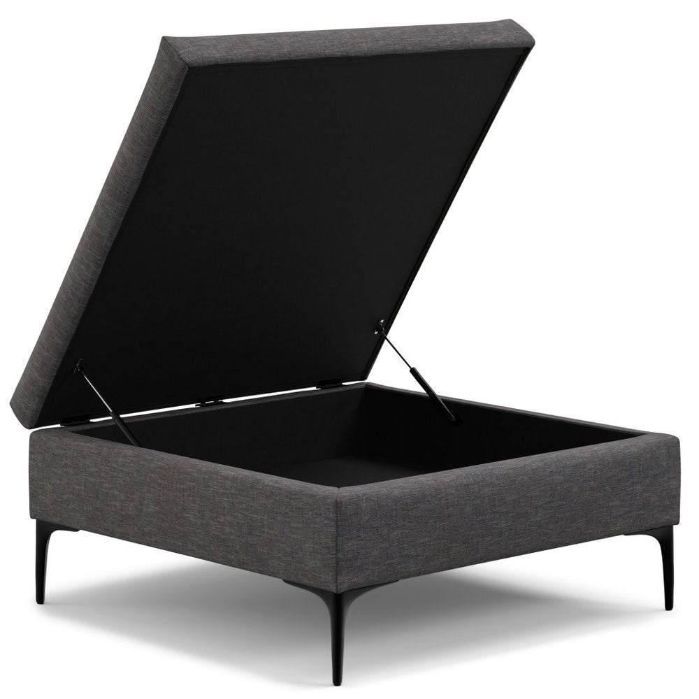 36" Cloud And Black Ottoman With Storage