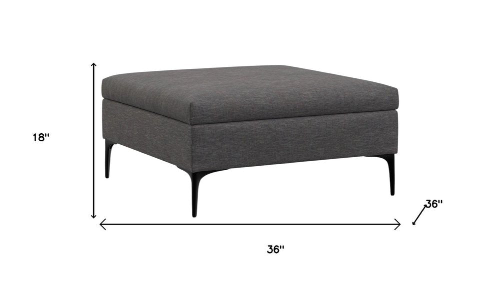 36" Cloud And Black Ottoman With Storage