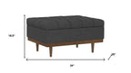 34" Slate Gray And Walnut Tufted Ottoman With Storage