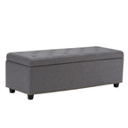 48" Slate Gray And Dark Brown Tufted Ottoman With Storage