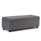 48" Slate Gray And Dark Brown Tufted Ottoman With Storage